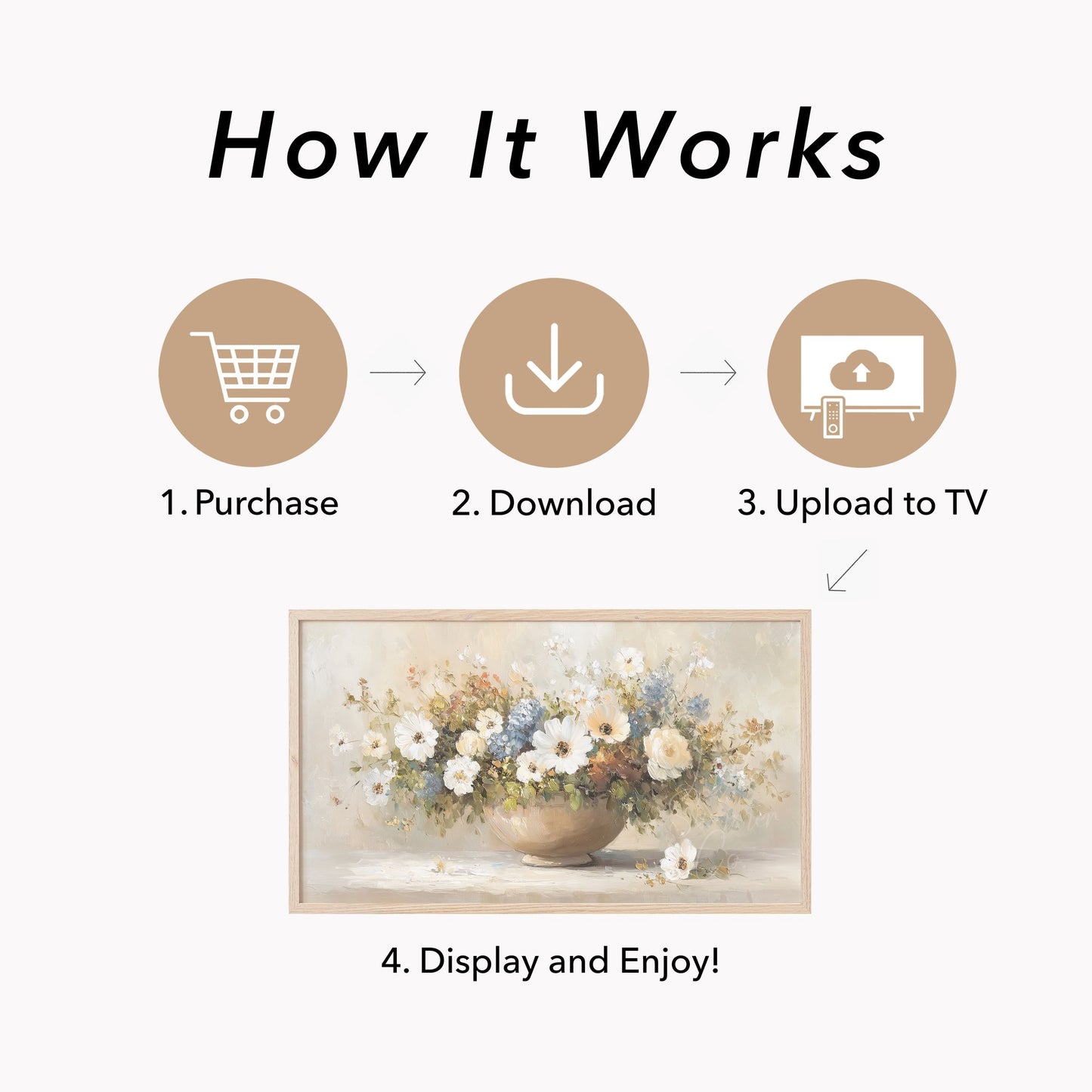 Wildflower Bowl Arrangement Frame TV Art displayed on a TV