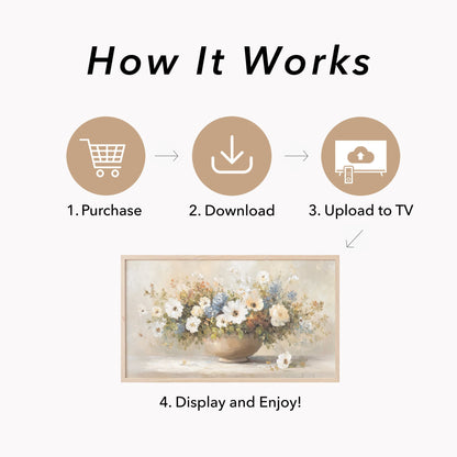 Wildflower Bowl Arrangement Frame TV Art displayed on a TV