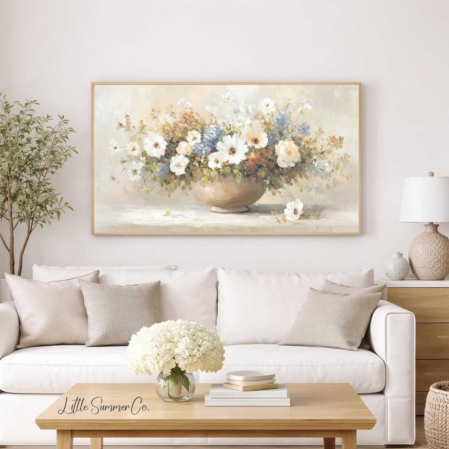 Wildflower Bowl Arrangement Frame TV Art displayed on a TV