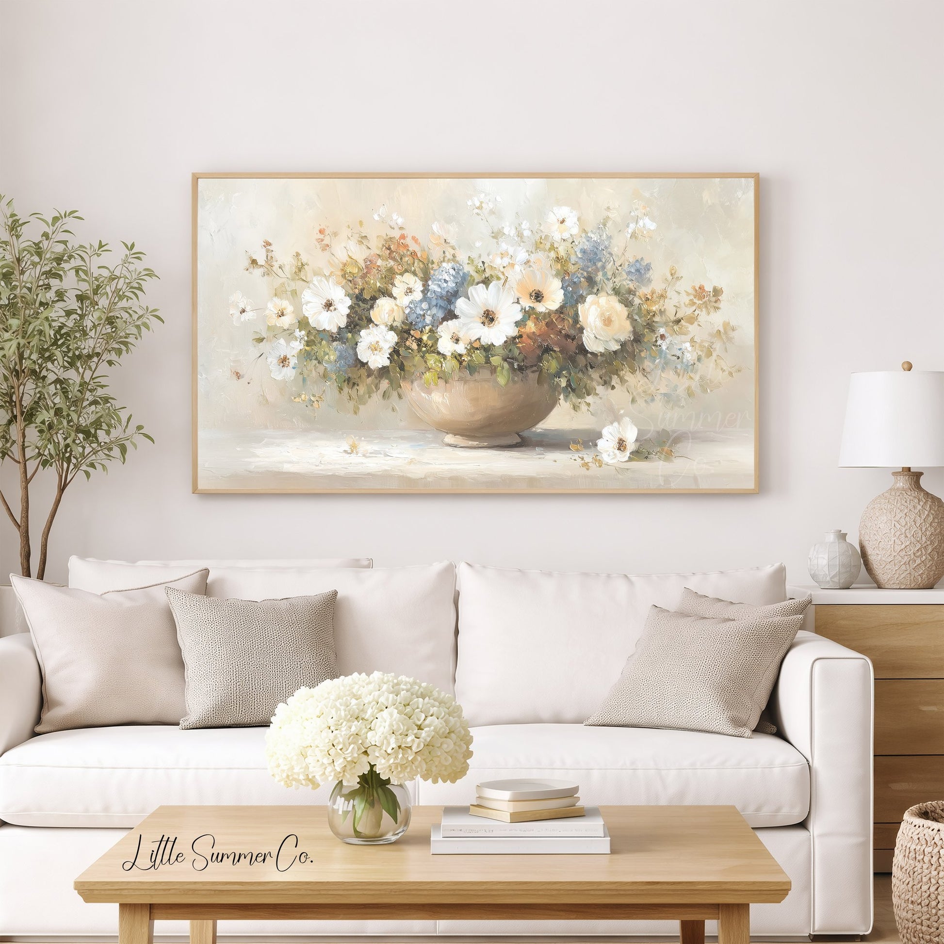 Wildflower Bowl Arrangement Frame TV Art displayed on a TV