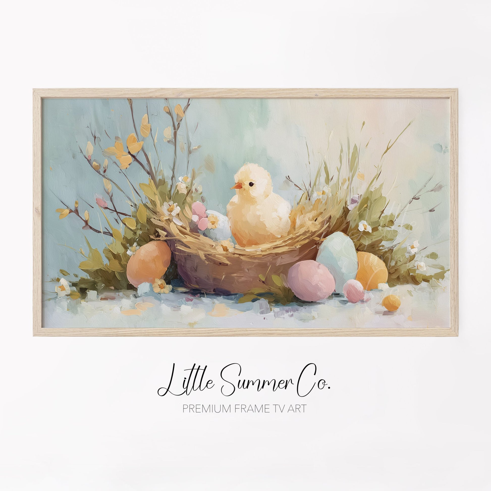 Easter Chick Frame TV Art displayed on a TV