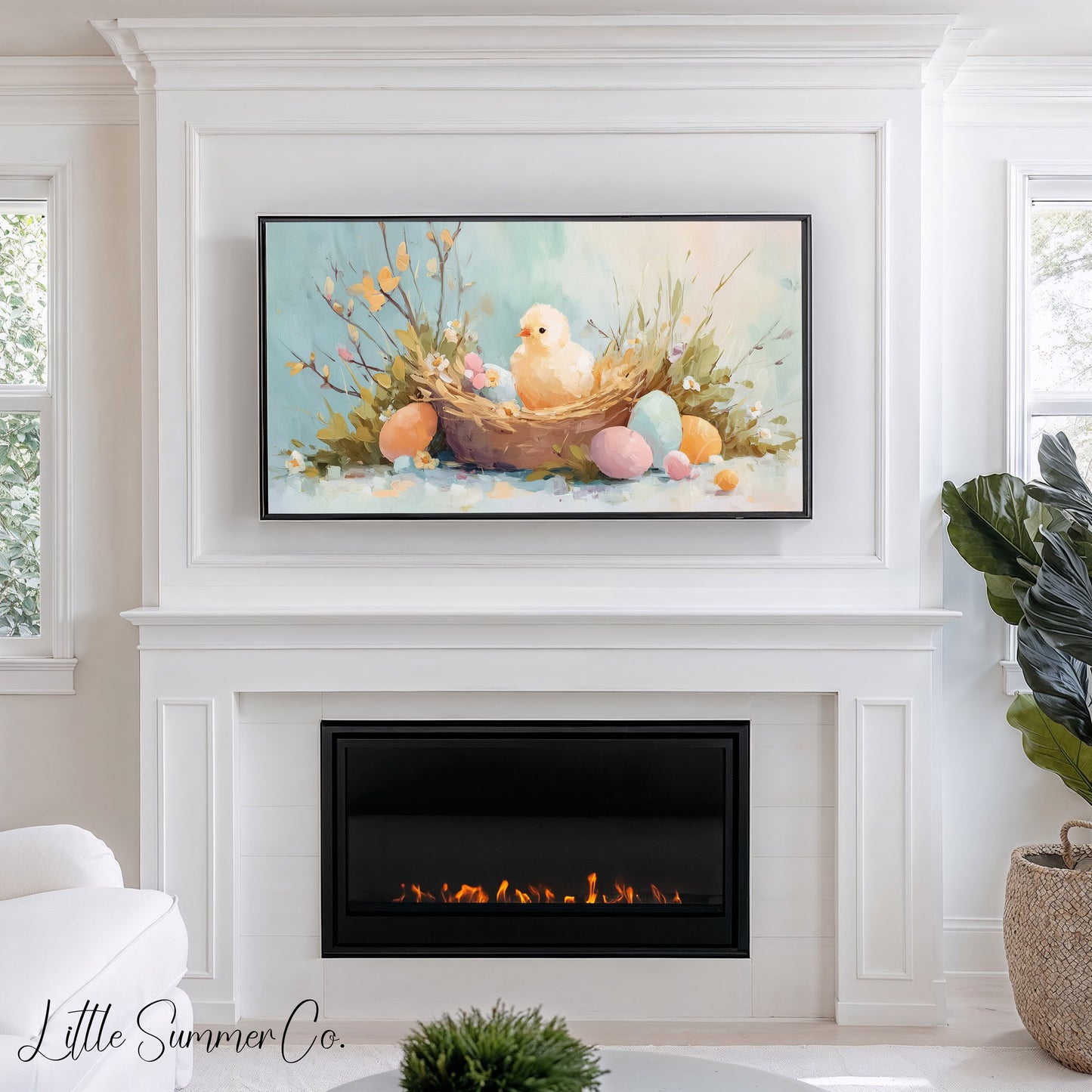 Easter Chick Frame TV Art displayed on a TV
