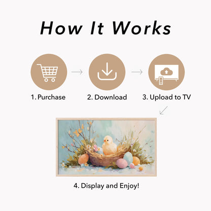 Easter Chick Frame TV Art displayed on a TV
