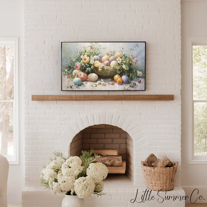 Easter Nest Frame TV Art displayed on a TV