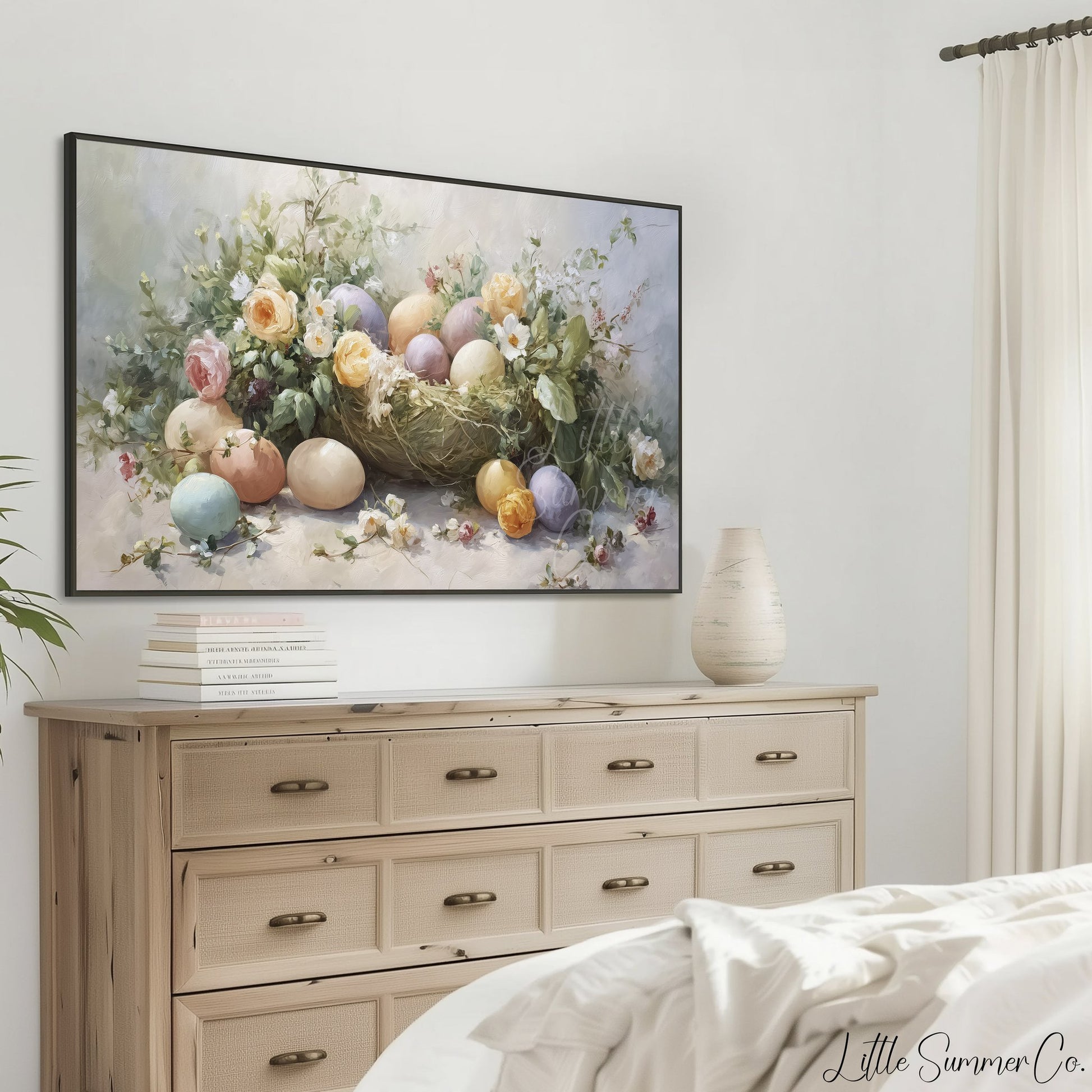 Easter Nest Frame TV Art displayed on a TV
