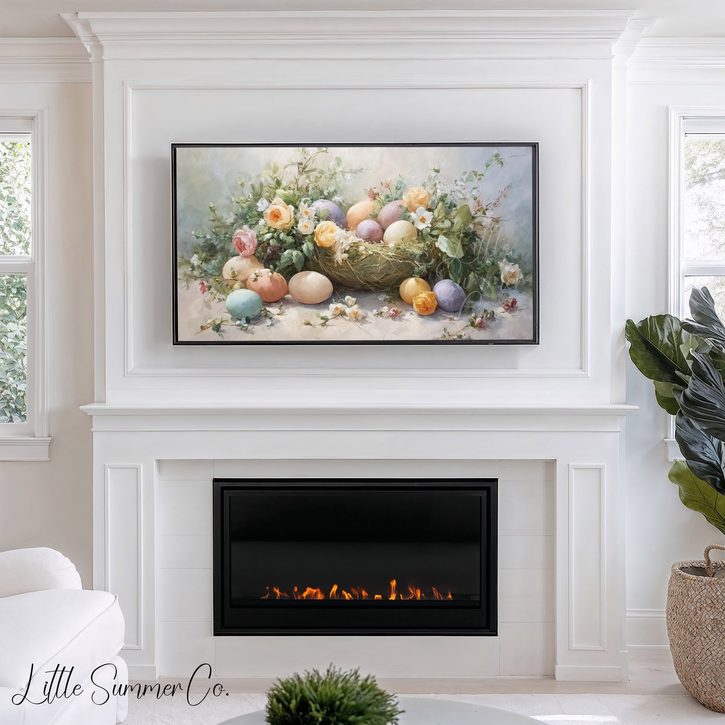 Easter Nest Frame TV Art displayed on a TV