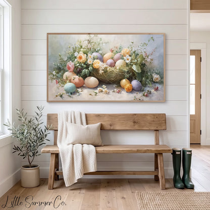 Easter Nest Frame TV Art displayed on a TV