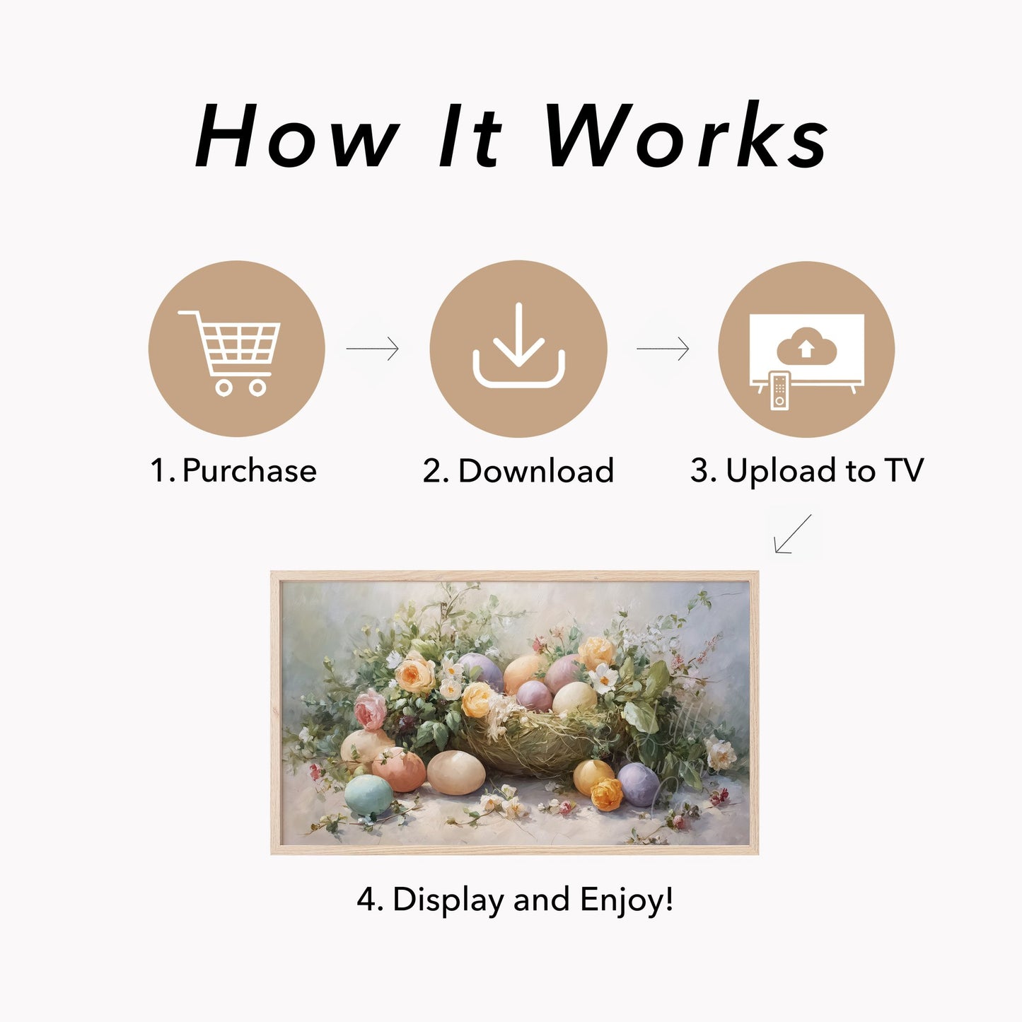 Easter Nest Frame TV Art displayed on a TV
