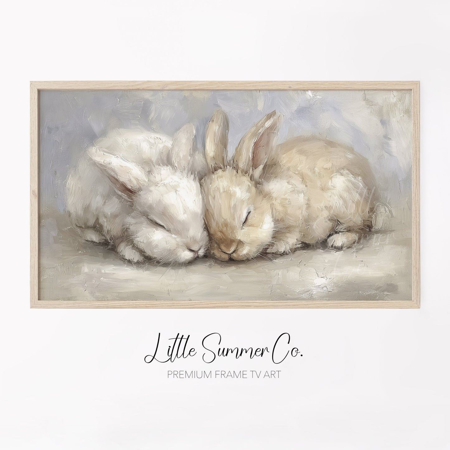 Sleeping Rabbits Frame TV Art displayed on a TV