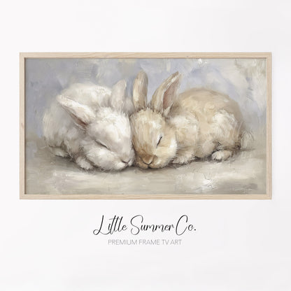 Sleeping Rabbits Frame TV Art displayed on a TV
