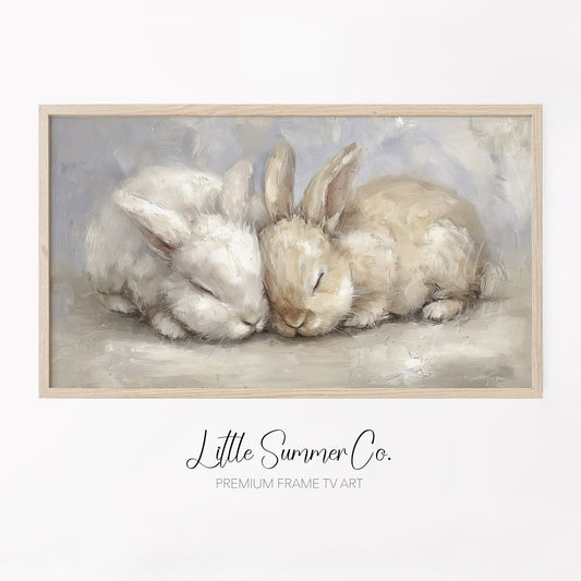 Sleeping Rabbits Frame TV Art displayed on a TV