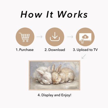 Sleeping Rabbits Frame TV Art displayed on a TV