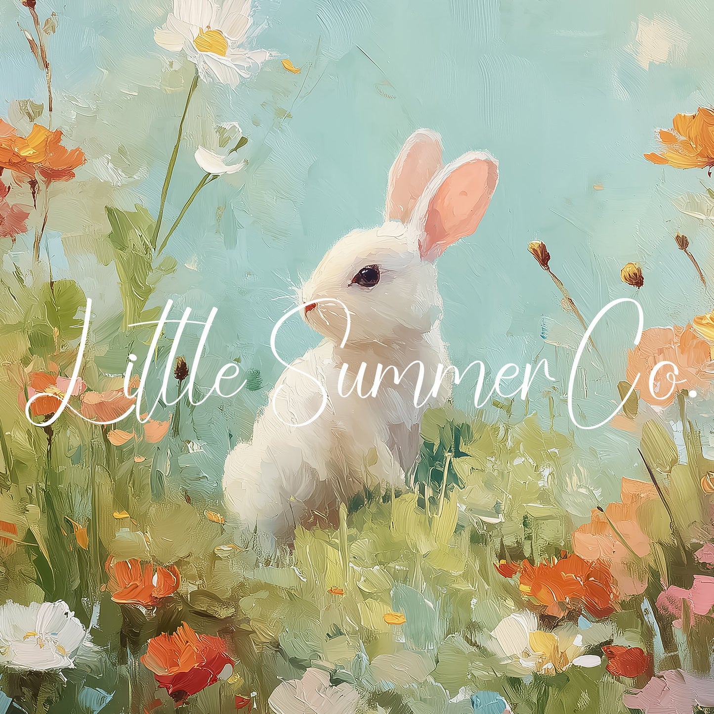 Flower Bunny Frame TV Art displayed on a TV