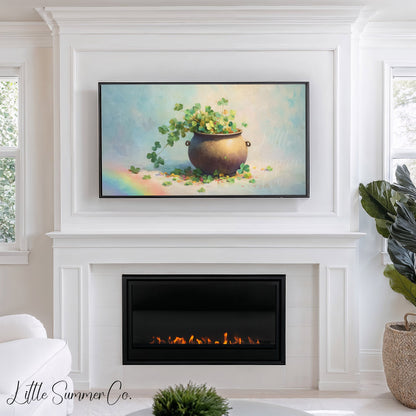 Clover Pot Frame TV Art displayed on a TV