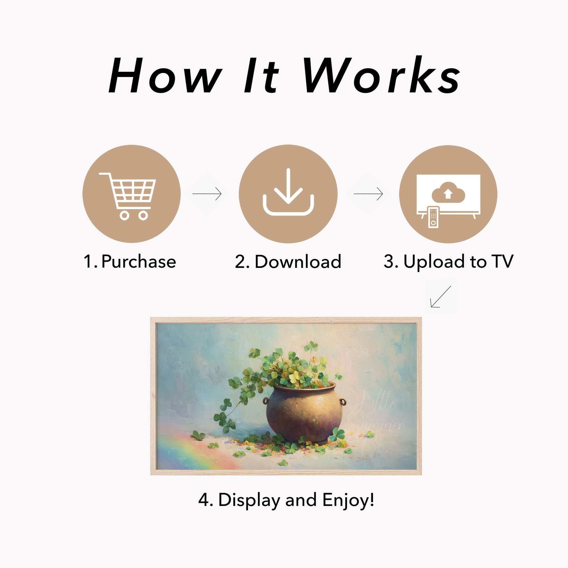 Clover Pot Frame TV Art displayed on a TV