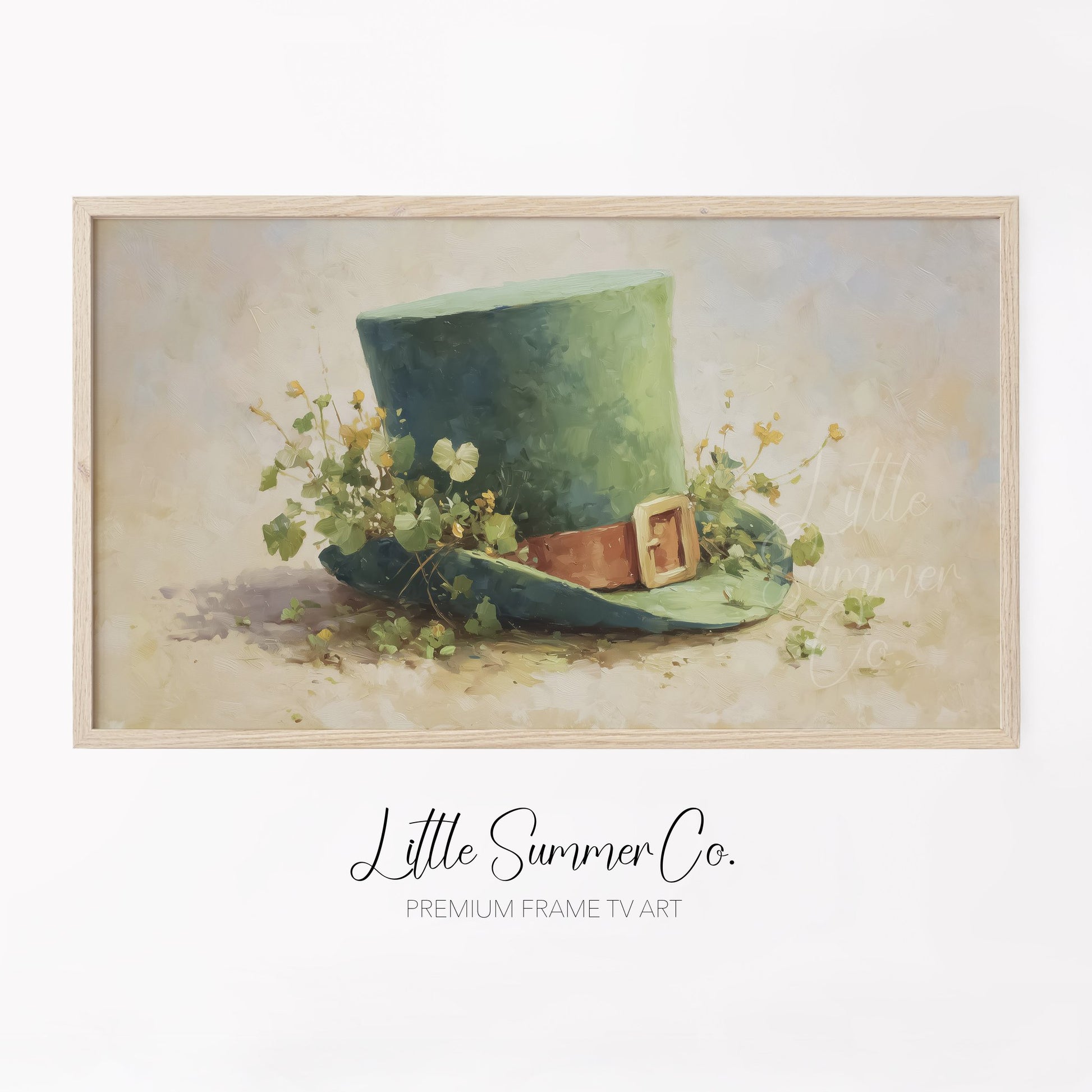 Leprechaun Hat With Wildflowers Frame TV Art displayed on a TV