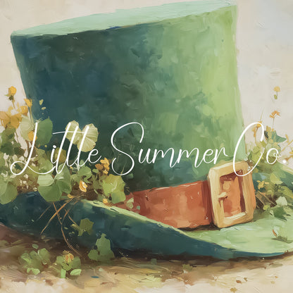 Leprechaun Hat With Wildflowers Frame TV Art displayed on a TV