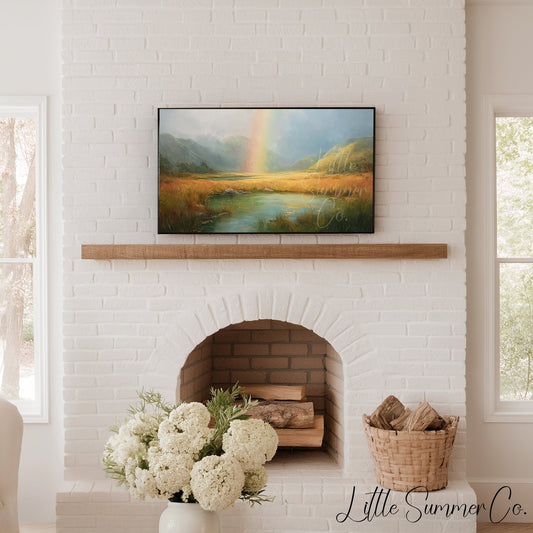 Rainbow Lake Frame TV Art displayed on a TV