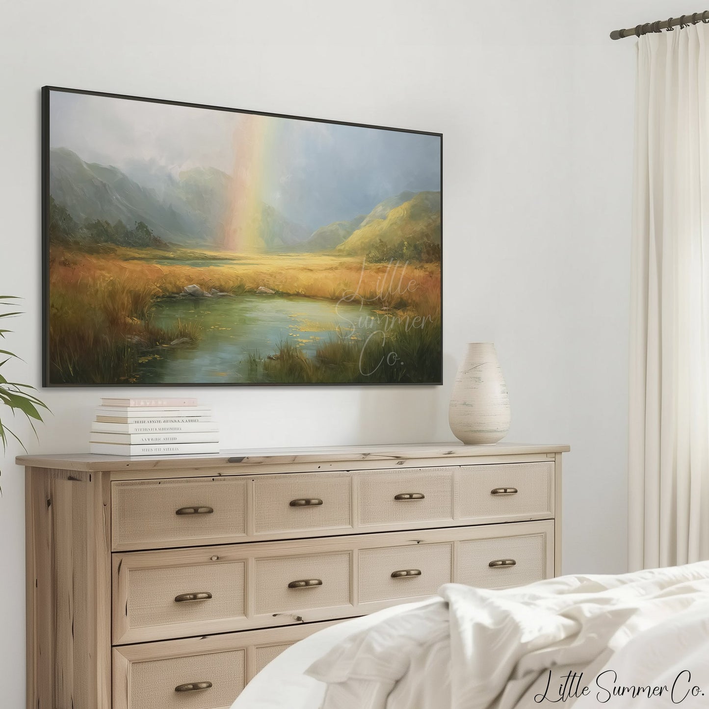 Rainbow Lake Frame TV Art displayed on a TV