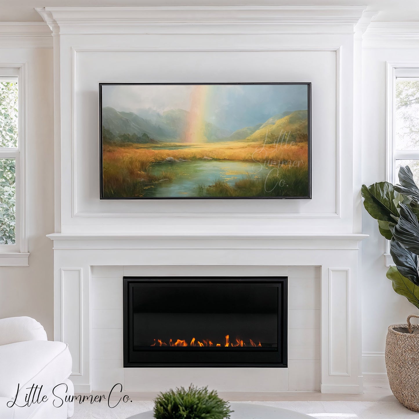 Rainbow Lake Frame TV Art displayed on a TV