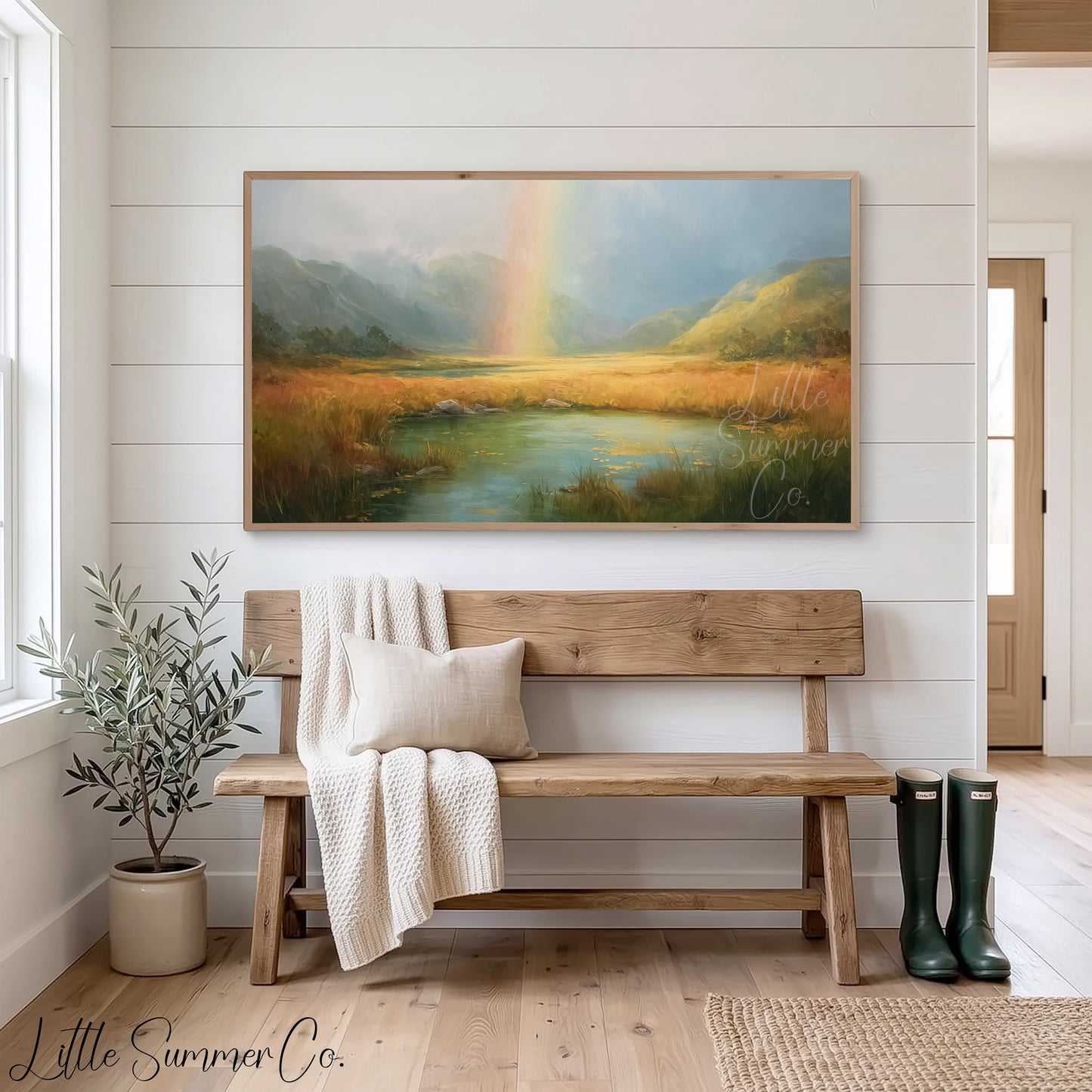 Rainbow Lake Frame TV Art displayed on a TV