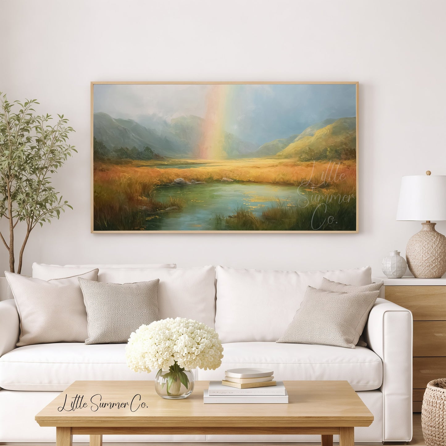 Rainbow Lake Frame TV Art displayed on a TV