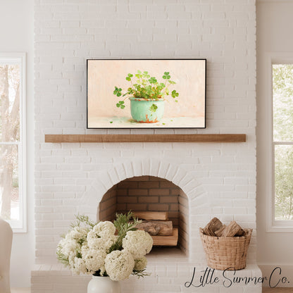 Shamrock Pot Frame TV Art displayed on a TV