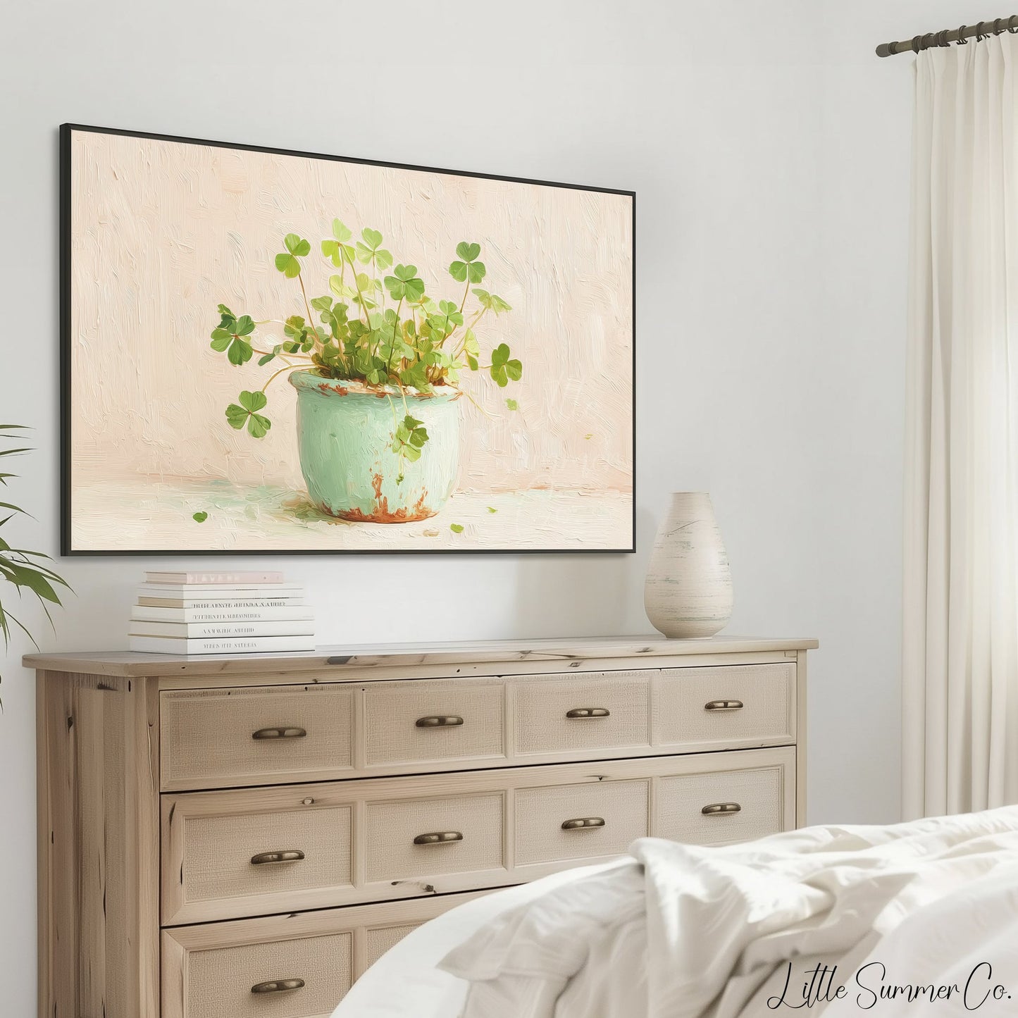 Shamrock Pot Frame TV Art displayed on a TV