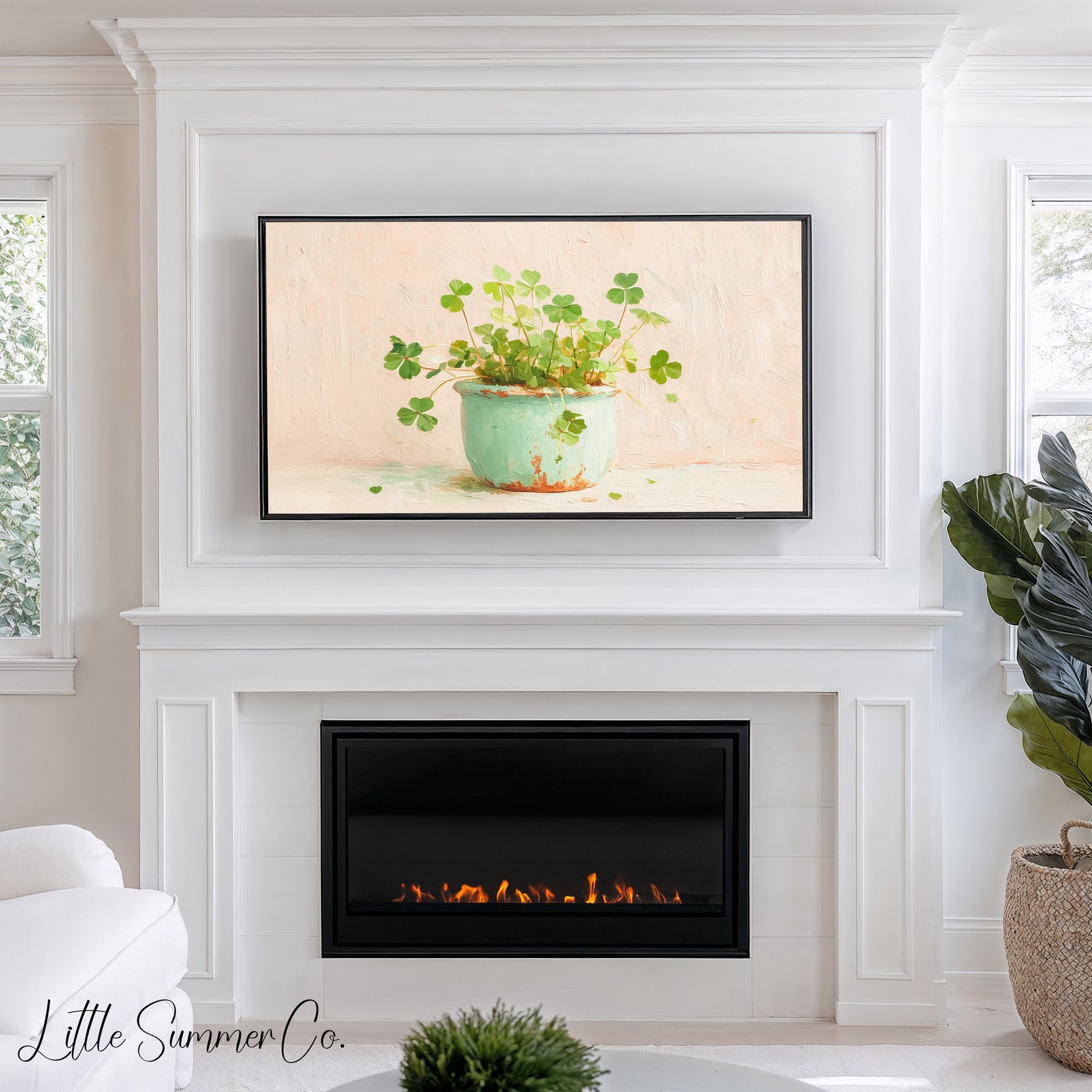 Shamrock Pot Frame TV Art displayed on a TV