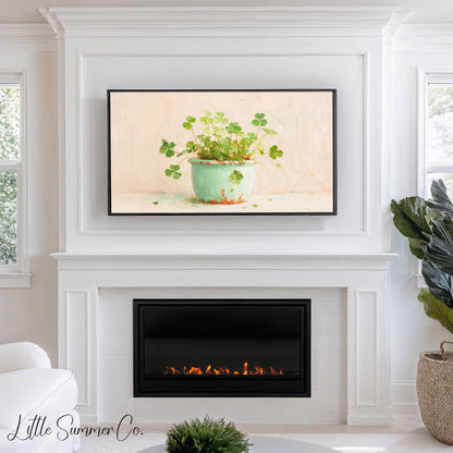 Shamrock Pot Frame TV Art displayed on a TV