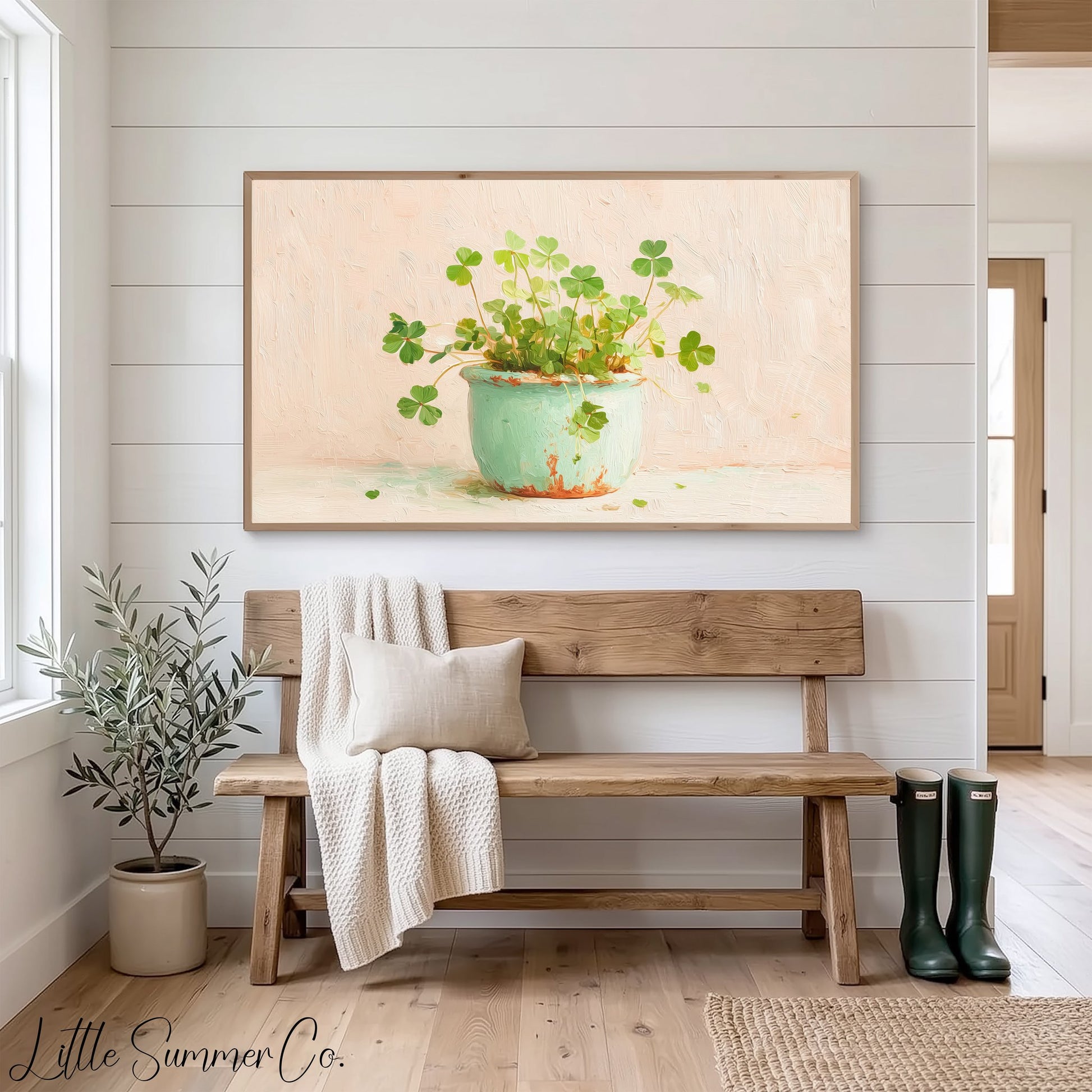 Shamrock Pot Frame TV Art displayed on a TV