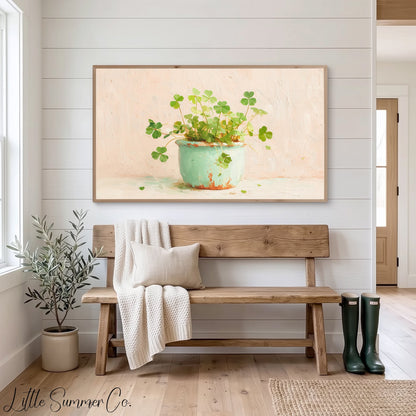 Shamrock Pot Frame TV Art displayed on a TV