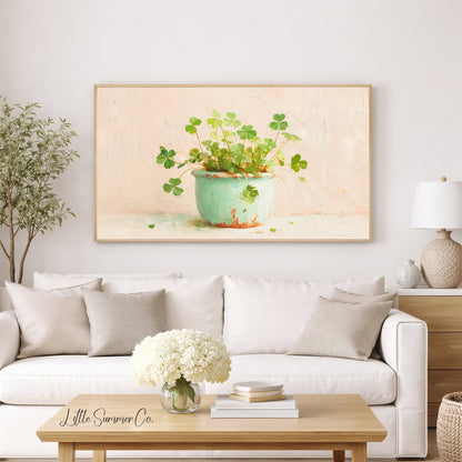 Shamrock Pot Frame TV Art displayed on a TV