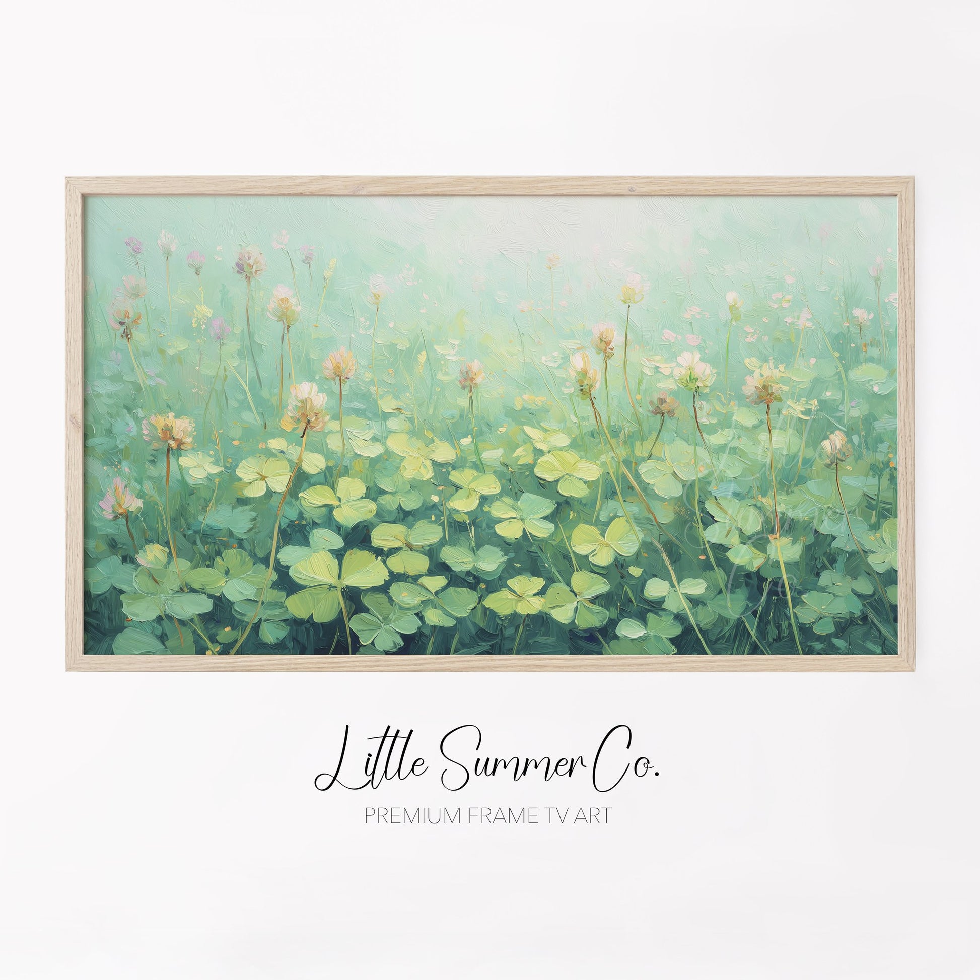 Pink Clover Blossoms Meadow Frame TV Art displayed on a TV
