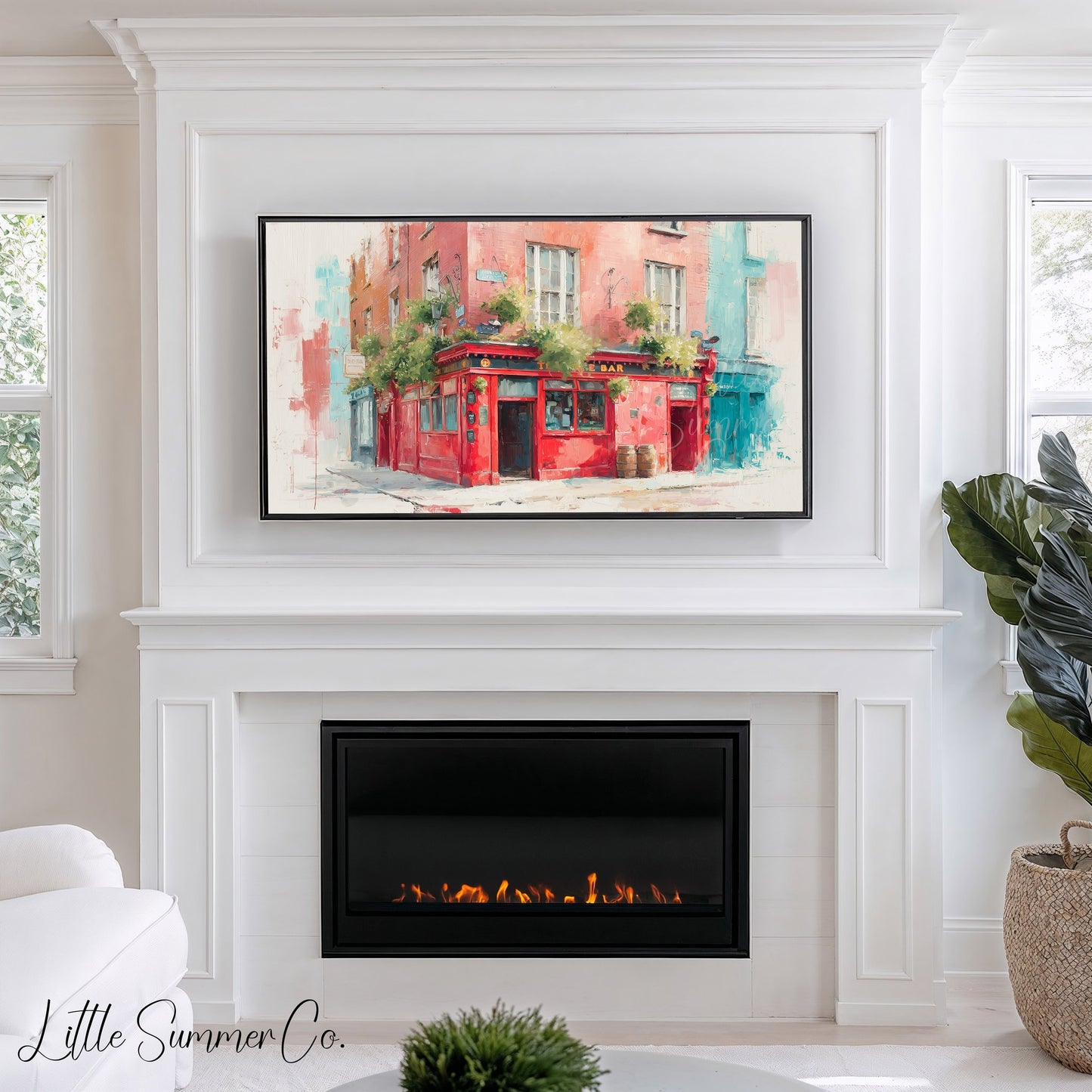 Irish Pub Frame TV Art displayed on a TV
