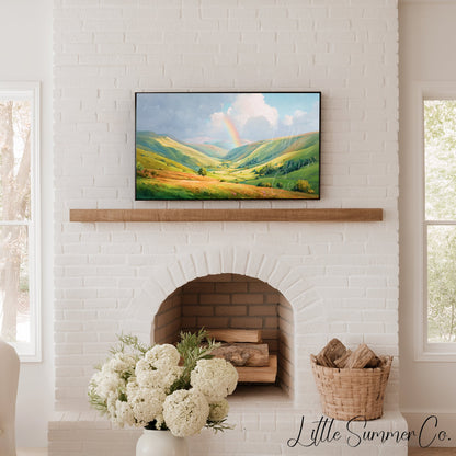 Rainbow Valley Frame TV Art displayed on a TV