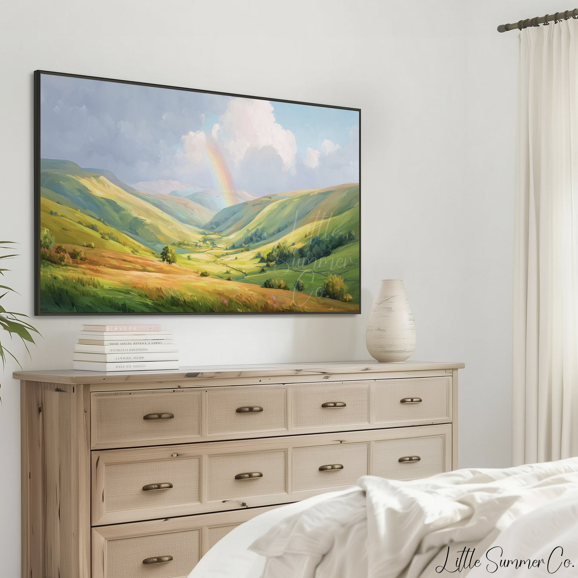 Rainbow Valley Frame TV Art displayed on a TV