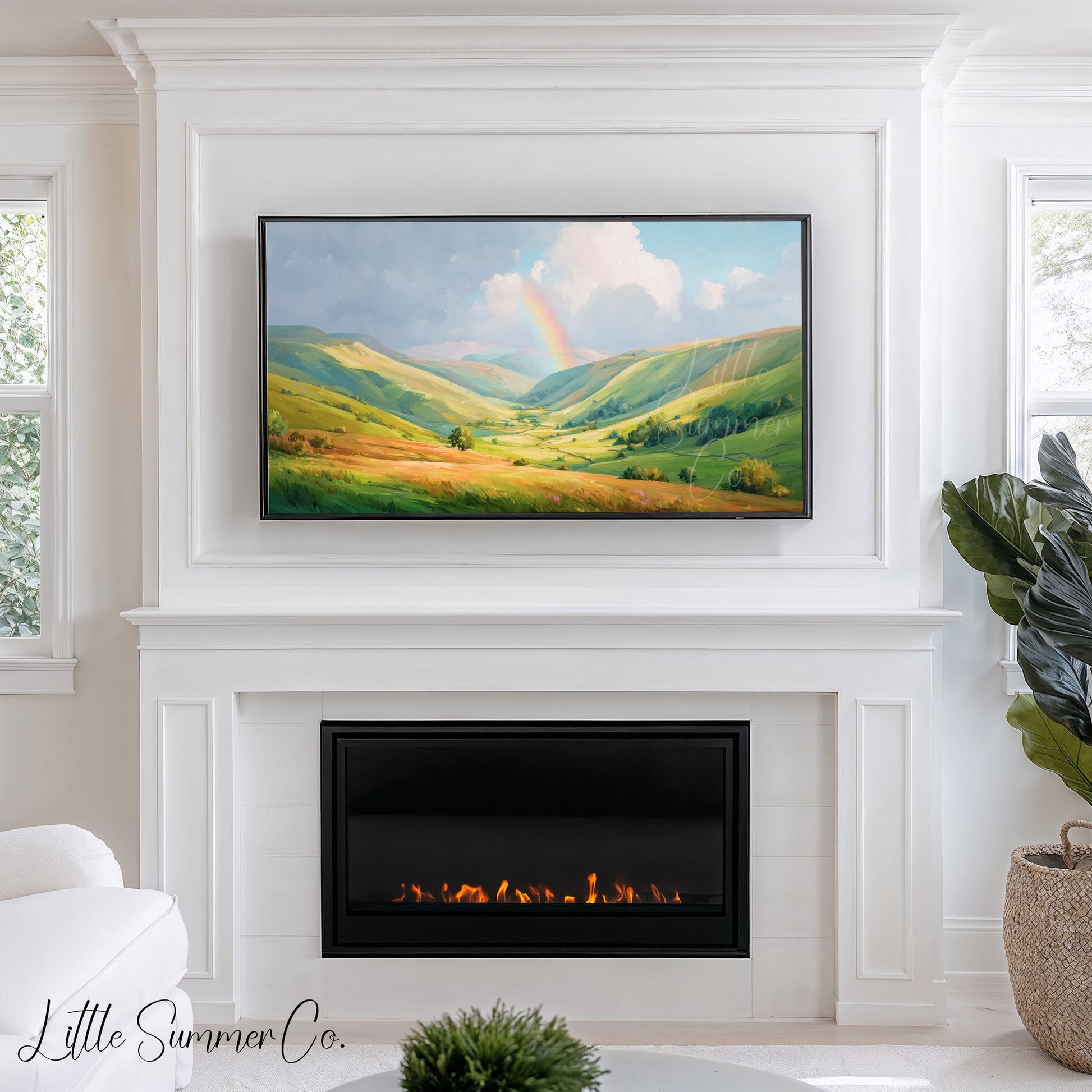 Rainbow Valley Frame TV Art displayed on a TV