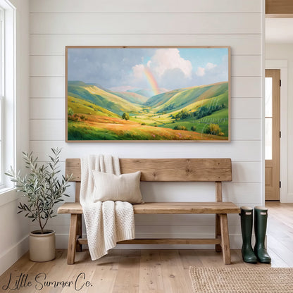 Rainbow Valley Frame TV Art displayed on a TV