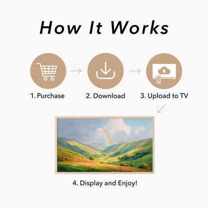 Rainbow Valley Frame TV Art displayed on a TV