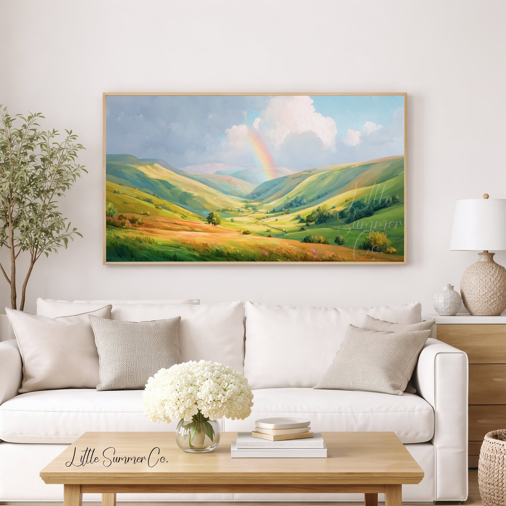 Rainbow Valley Frame TV Art displayed on a TV