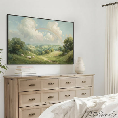 Rainbow Pasture Frame TV Art displayed on a TV