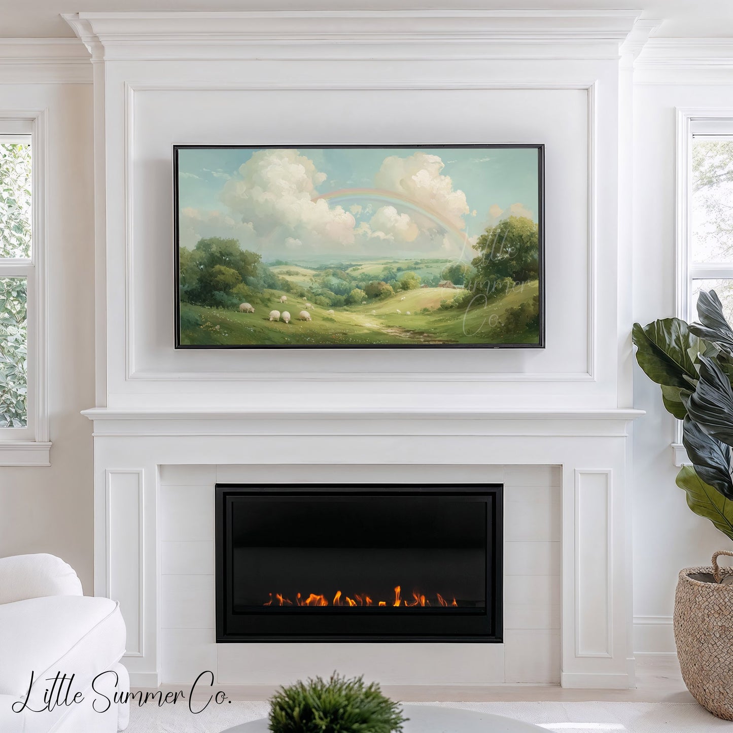 Rainbow Pasture Frame TV Art displayed on a TV