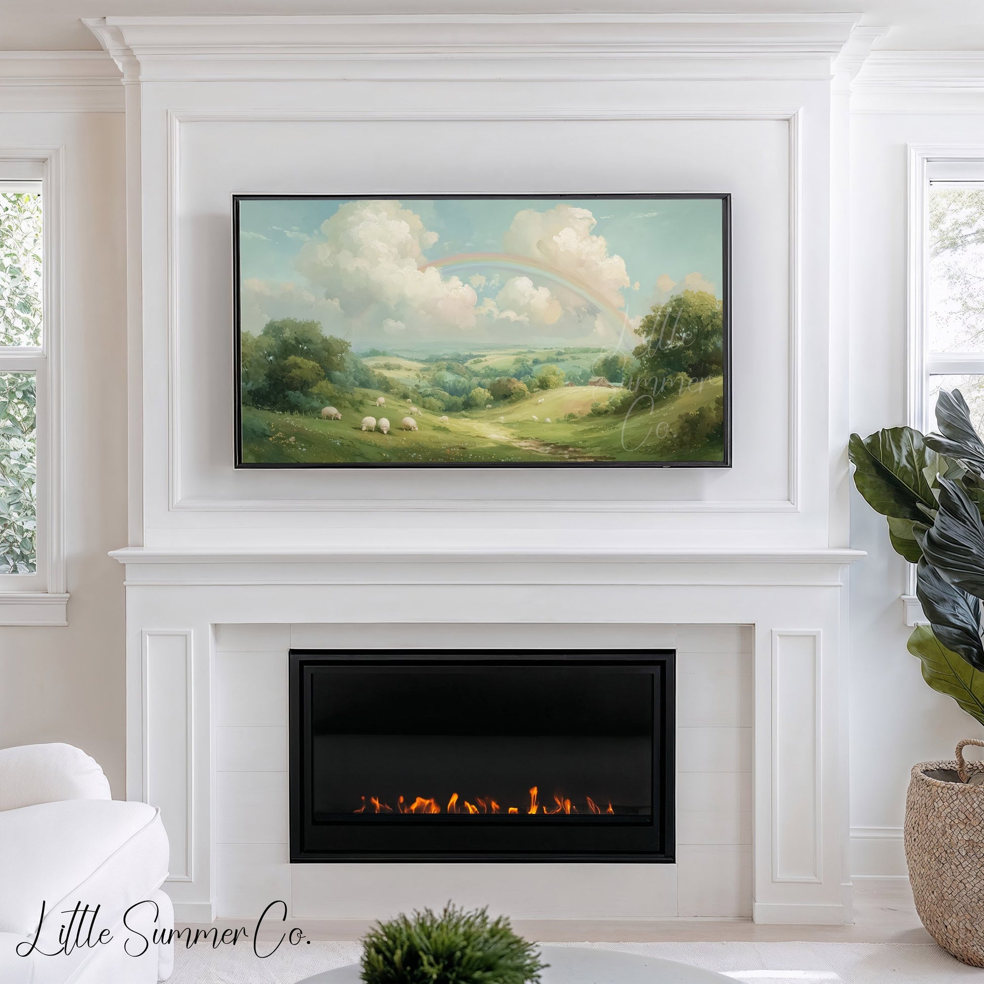 Rainbow Pasture Frame TV Art displayed on a TV