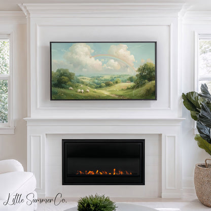 Rainbow Pasture Frame TV Art displayed on a TV