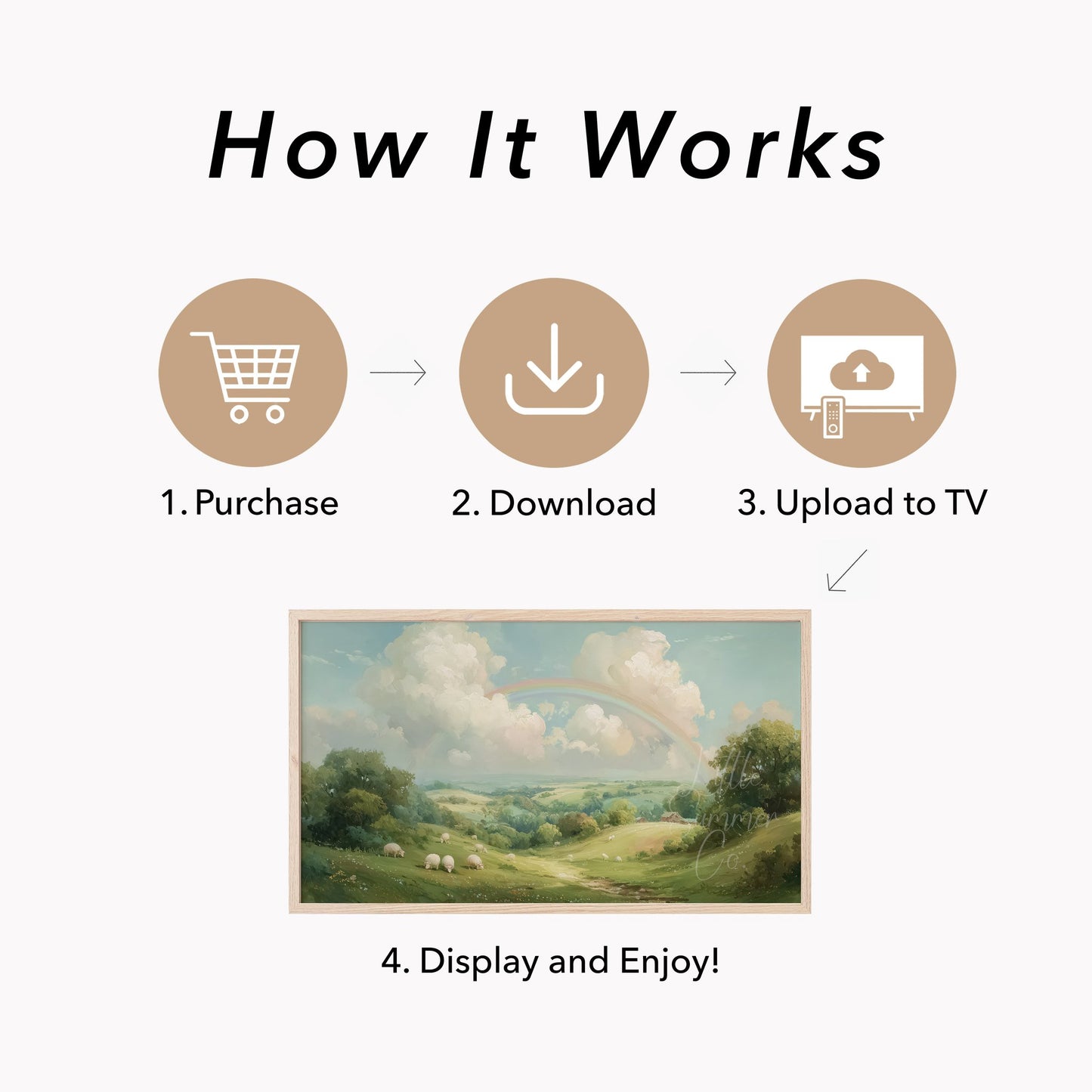 Rainbow Pasture Frame TV Art displayed on a TV