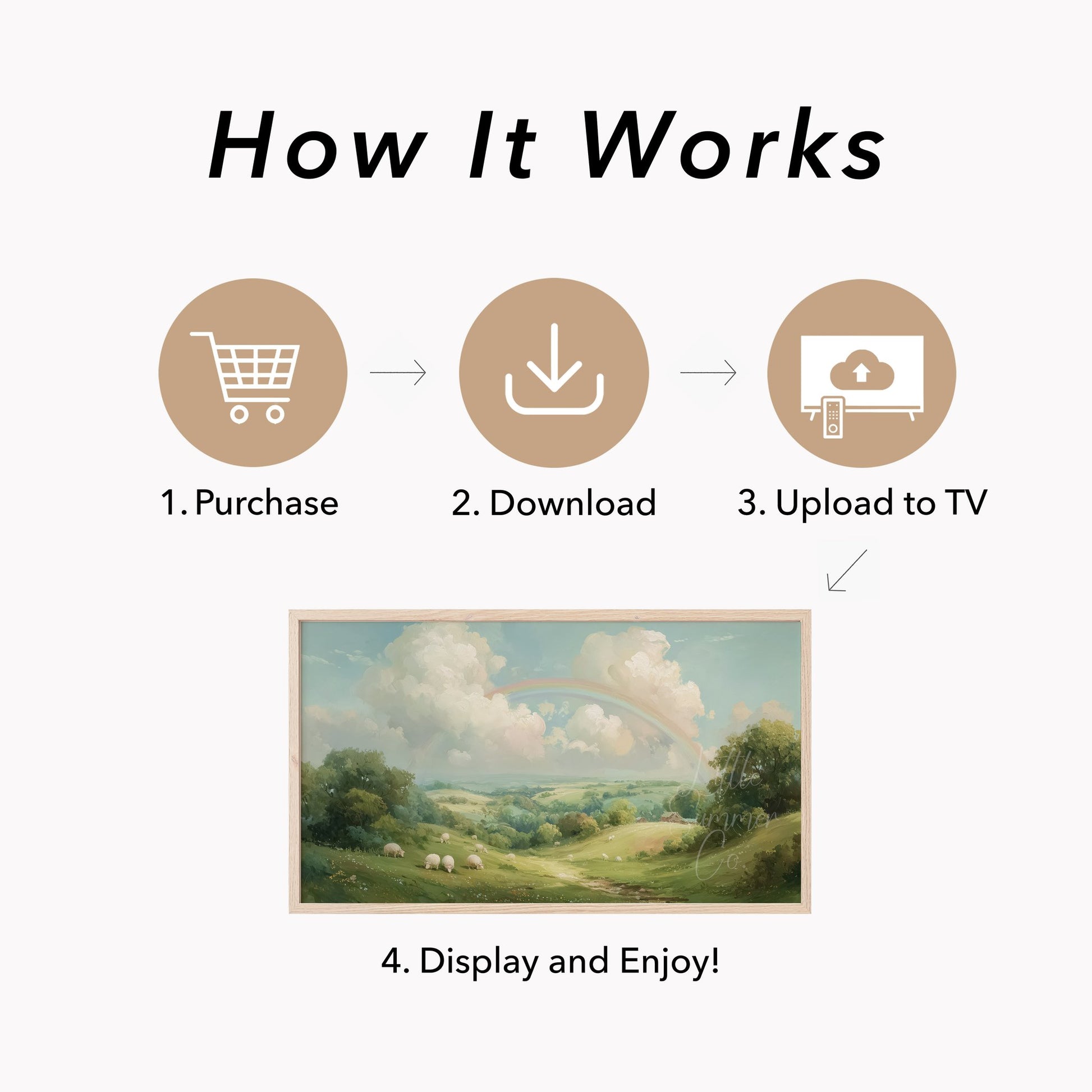 Rainbow Pasture Frame TV Art displayed on a TV