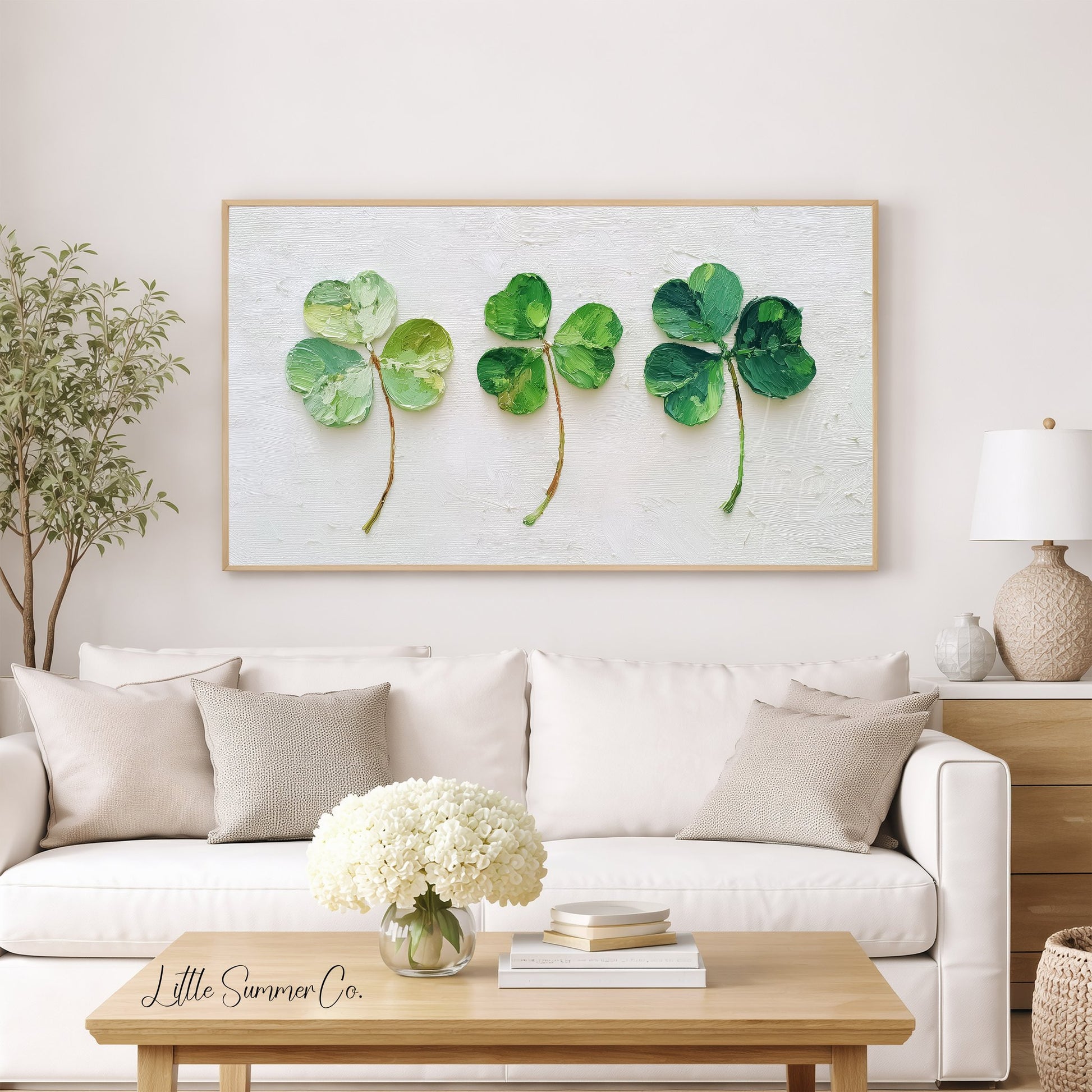 Clover Stems Frame TV Art displayed on a TV