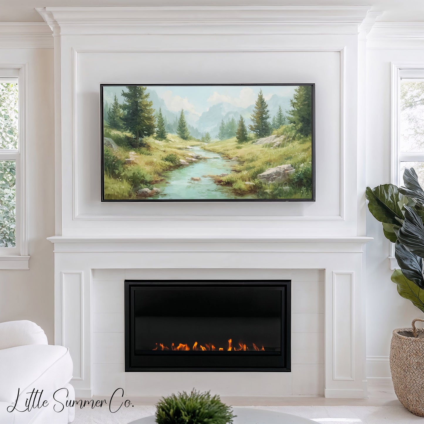 Alpine Stream Frame TV Art displayed on a TV