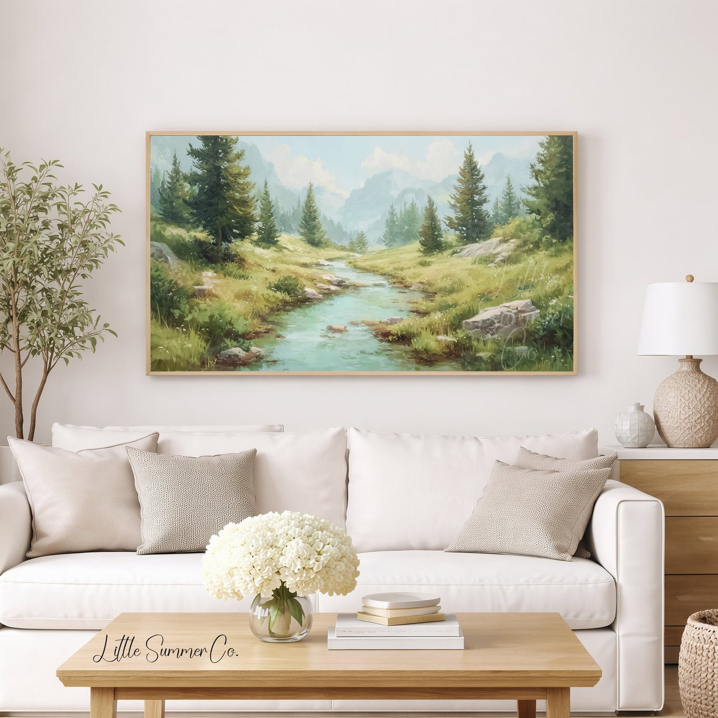 Alpine Stream Frame TV Art displayed on a TV